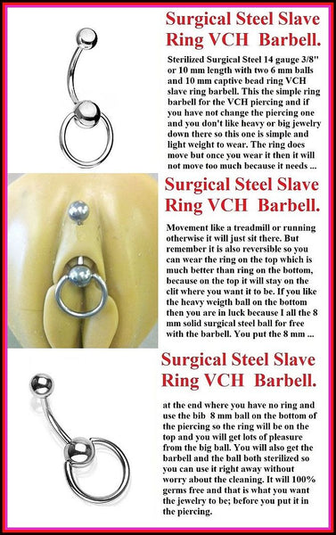 Sterilized Surgical Steel SLAVE RING VCH Piercing Barbell.