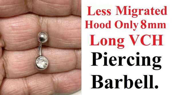 FOR LESS MIGRATED HOOD Only 8mm or 5/16" long VCH Gem Barbell.