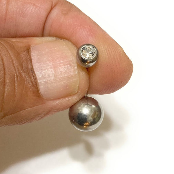 All Lengths Available: Surgical Steel Gem top with Heaviest Ball VCH Barbell.