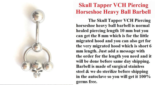 Sterilized Skull Tapper VCH Piercing Horseshoe Heavy Ball Barbell.