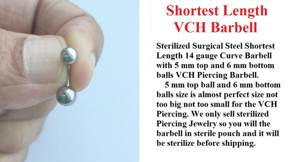 Sterilized Surgical Steel SHORTEST VCH Piercing Barbell.