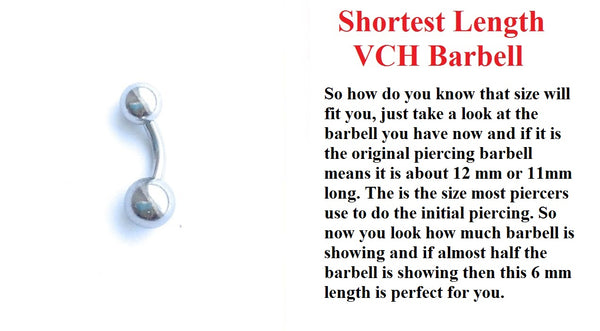 Sterilized Surgical Steel SHORTEST VCH Piercing Barbell.