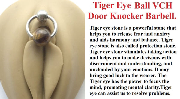 Tiger Eye Stone Reversible DOOR KNOCKER for Vertical Hood Piercing.