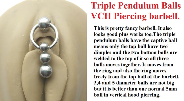 TRIPLE PENDULUM Ball for VCH Piercing Barbell.