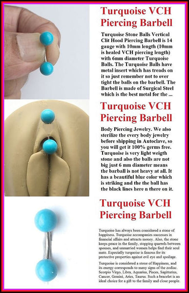 Turquoise Stone Ball VCH Piercing Barbell.