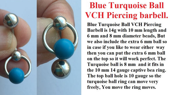 Happiness Stone Turquoise Door Knocker VCH Piercing Barbell.
