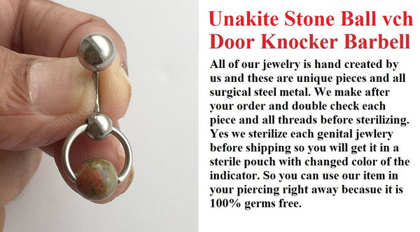 Unakite Stone Reversible DOOR KNOCKER for Vertical Hood Piercing.