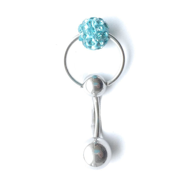 Blue Gems Pave Czeck Crystal Charms VCH Piercing Barbell.