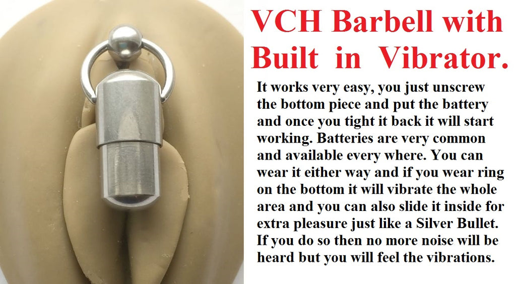 Surgical Steel VCH Vibrating Barbell with DOZEN Batteries. xtc-jewelry Surgical Steel VCH Vibrating Barbell with DOZEN Batteries. xtc-jewelry