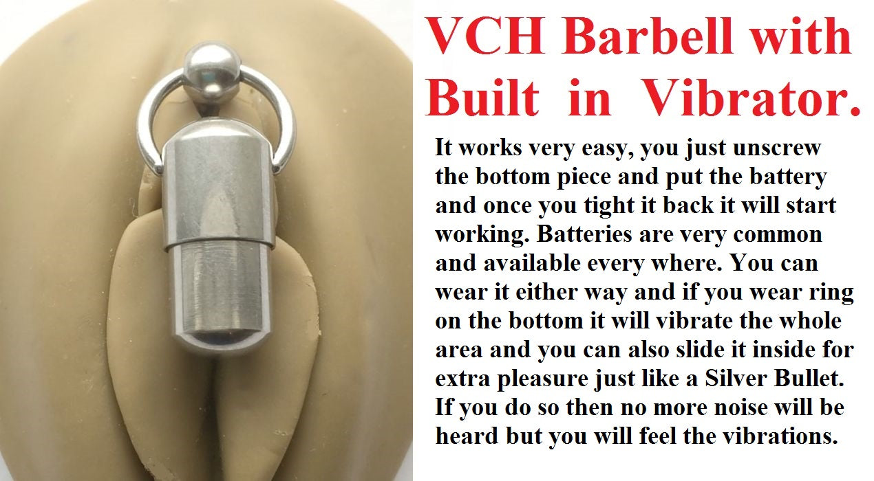 Surgical Steel VCH Vibrating Barbell with DOZEN Batteries. xtc-jewelry Surgical Steel VCH Vibrating Barbell with DOZEN Batteries. xtc-jewelry