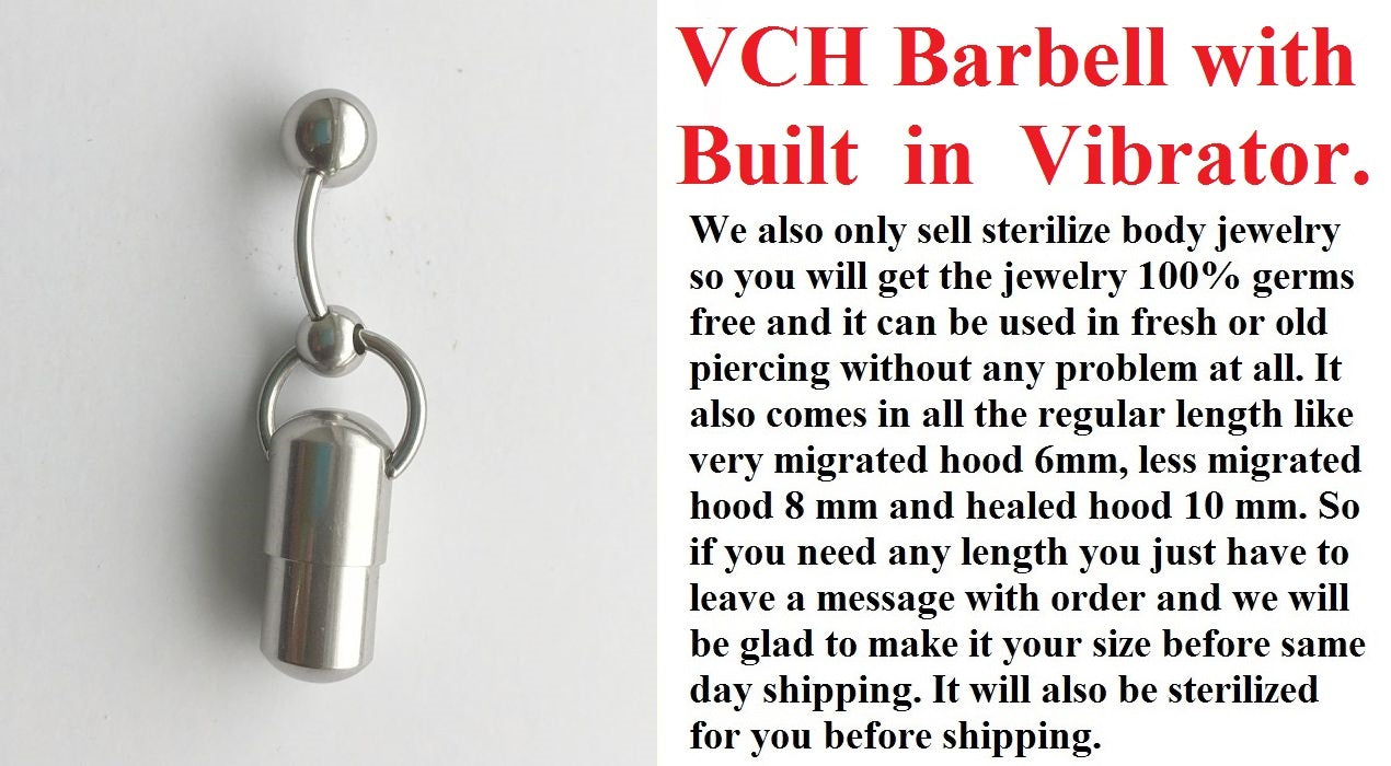 Surgical Steel VCH Vibrating Barbell with DOZEN Batteries. xtc-jewelry Surgical Steel VCH Vibrating Barbell with DOZEN Batteries. xtc-jewelry
