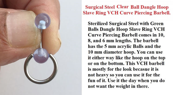 Surgical Steel Clear Balls Dangle Hoop Reversible Door Knocker VCH Piercing Barbell.