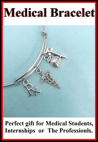 Medical Bracelet : Pharmacist & RN Related Charms Expendable Bangle.