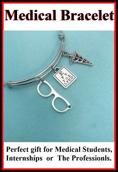 Medical Bracelet : Optometry Related Charms Expendable Bangle.