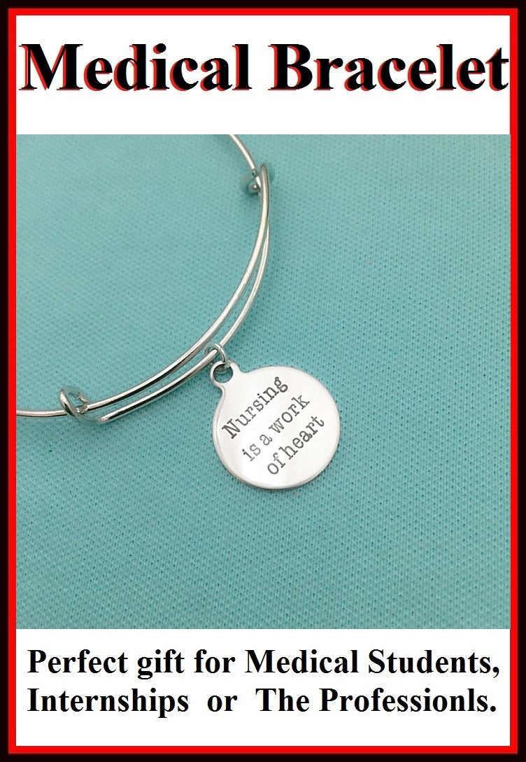 Medical Bracelet : Nurse's Heart related Charms Expendable Bangle.