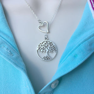 I Love Tree of Life Handcrafted Necklace Lariat Y Style.