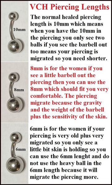 All Lengths Available:  Beautiful and Fancy VCH Surgical Steel Barbell.