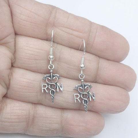 RN Registered Nurse Charms Dangle earrings.