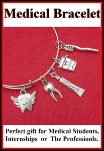 Medical Bracelet : Dental Assistant Related Charms Expendable Bangle.