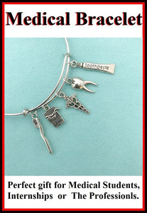 Medical Bracelet : Dentals related Charms Expendable Bangle.
