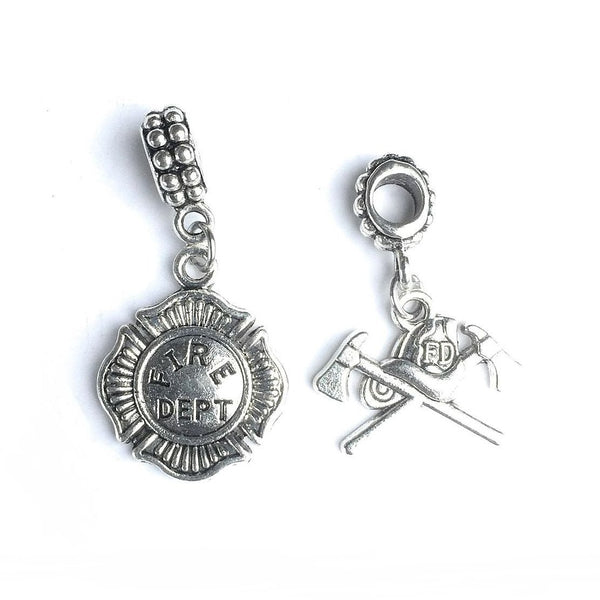Firefighter Bracelet Charms : Fireman Logo and  Axes and Hat.