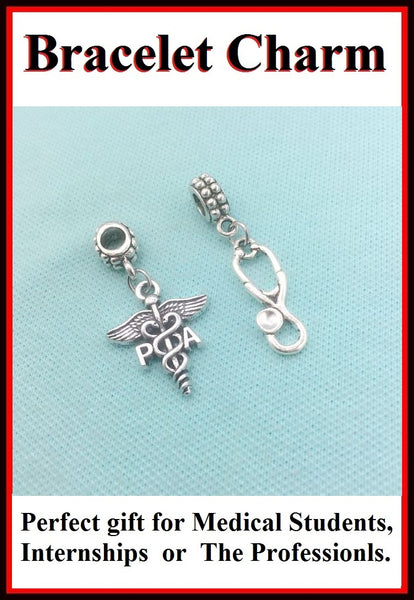 Medical Bracelet Charms : Physician Assistant and Stethoscope Charms.