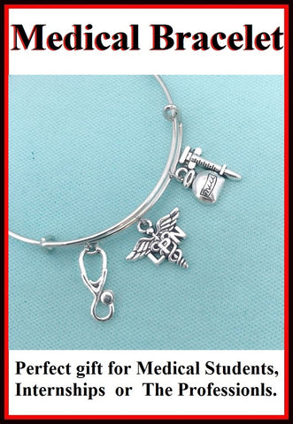 Medical Bracelet : LPN Related Charms Expendable Bangle.