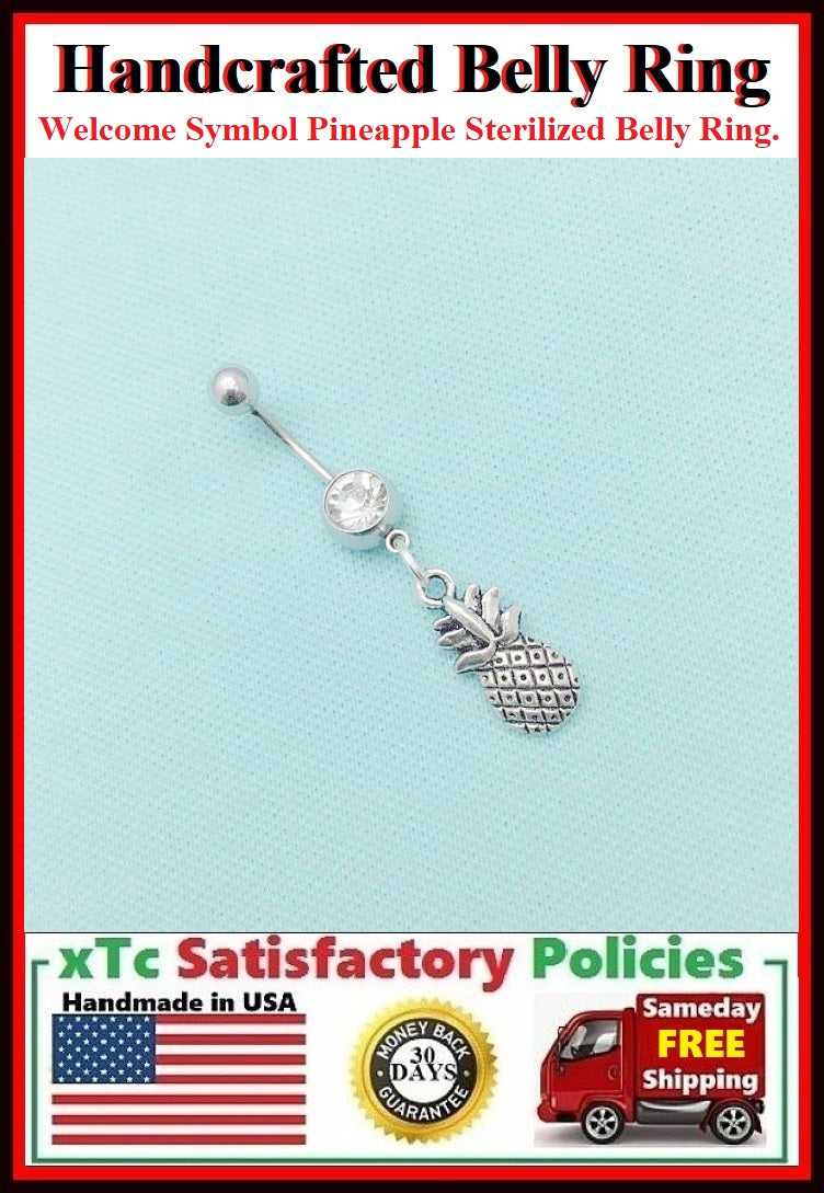 Sterilized Surgical Steel WELCOME SYMBOL PINEAPPLE Belly Ring.
