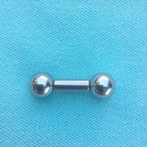 Sterilized Surgical Steel 4g w 10mm Balls Frenum Barbell or Vagina Massager.