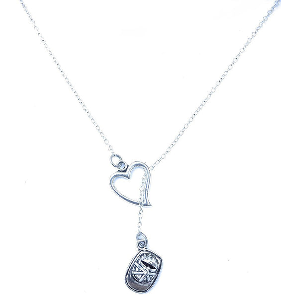 I Heart Firefighters Handcrafted Necklace Lariat Style