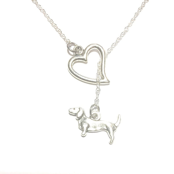 I Heart My Dachshund Dog Handcrafted Necklace Lariat Style