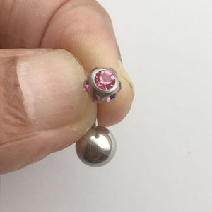 PINK 7 Gems SPARKLY VCH HEAVY BALL Piercing Barbell for EXTRA PRESSURE