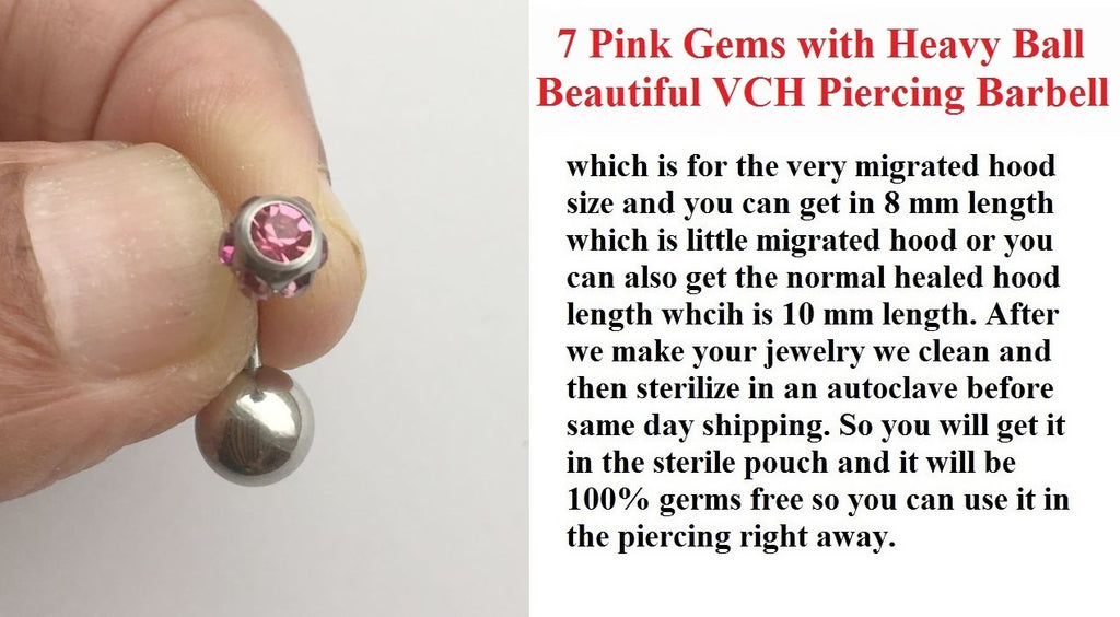 PINK 7 Gems SPARKLY VCH HEAVY BALL Piercing Barbell for EXTRA PRESSURE –  xtc-jewelry