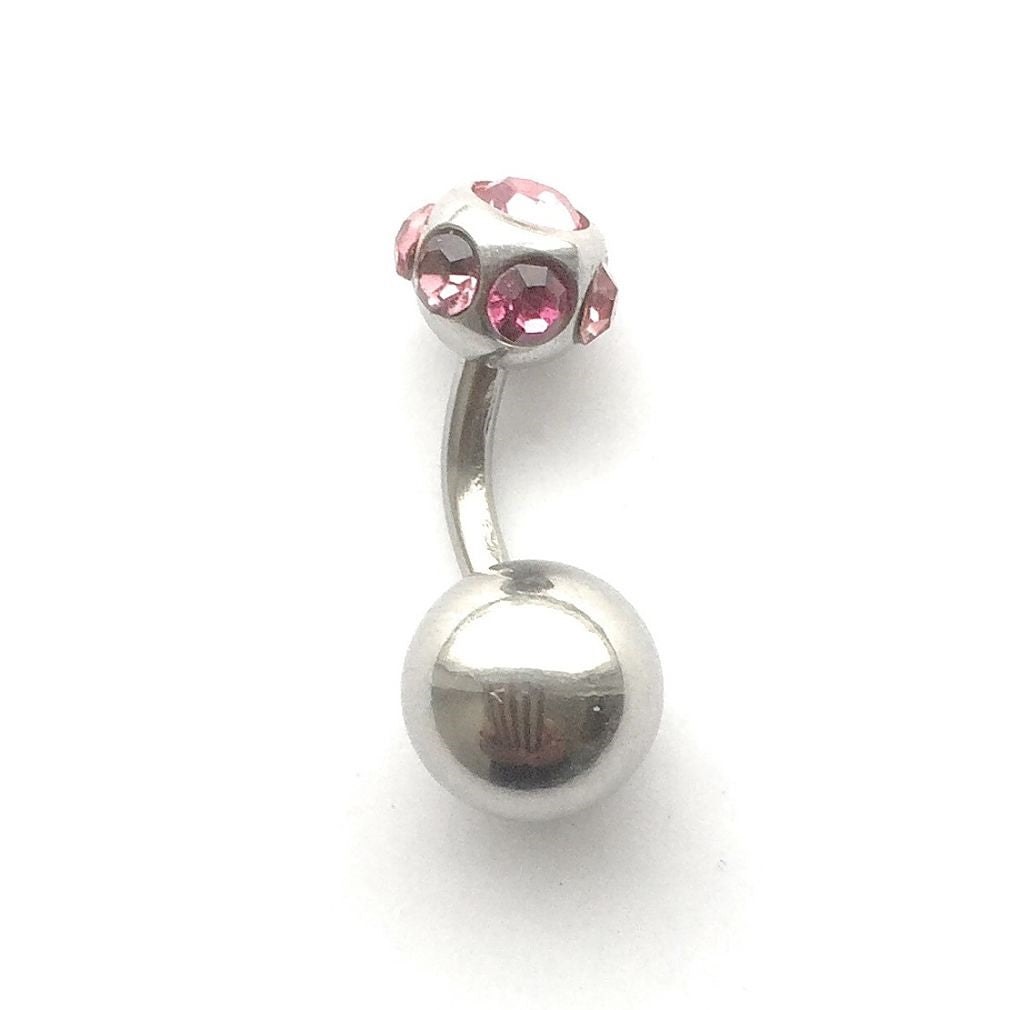 PINK 7 Gems SPARKLY VCH HEAVY BALL Piercing Barbell for EXTRA