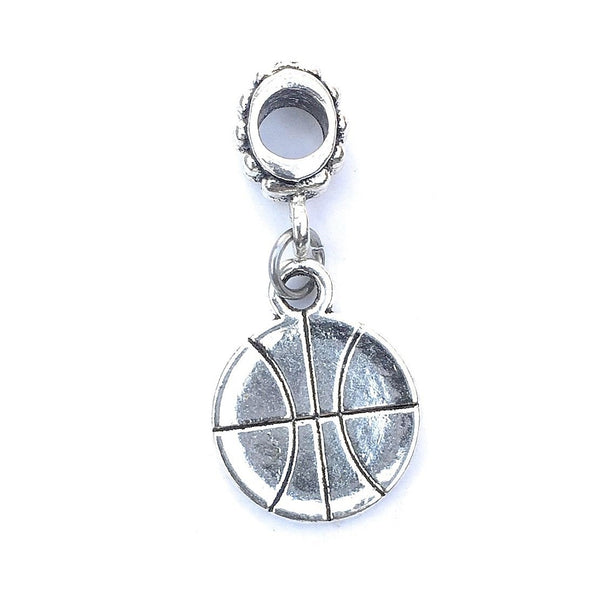 Silver Basket Ball Charm Bead for European and American Bracelet.
