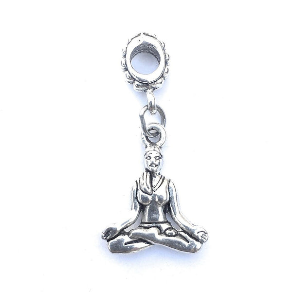Silver Yoga Pose Charm Bead for European and American Bracelet.