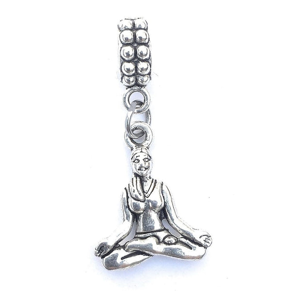 Silver Yoga Pose Charm Bead for European and American Bracelet.