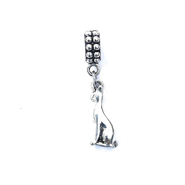 Silver Cat Charm Bead for European and American Bracelet.
