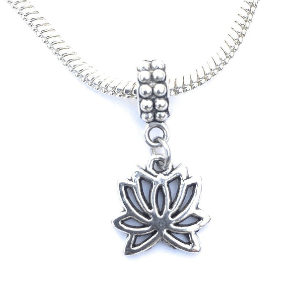 Silver Lotus Flower Charm Bead for European and American Bracelet.