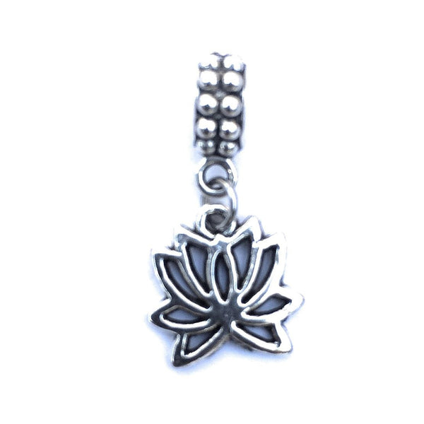 Silver Lotus Flower Charm Bead for European and American Bracelet.