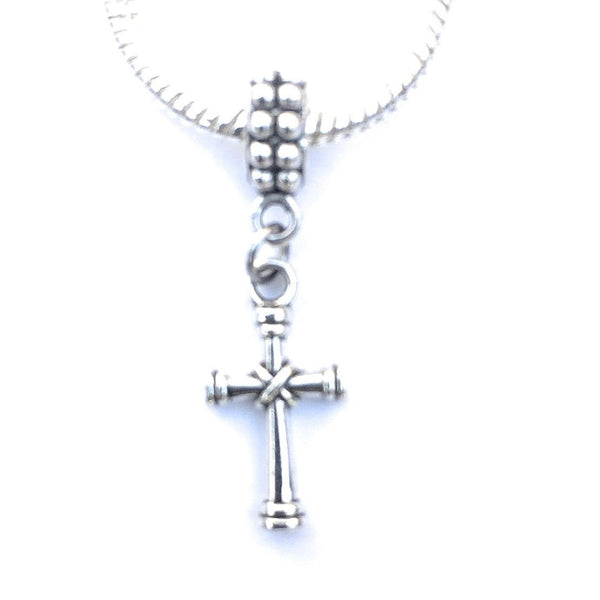 Silver Knotted Cross Charm Bead for European and American Bracelet.