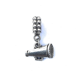 Silver Cheerleader  Megaphone Charm Bead for European and American Bracelet.
