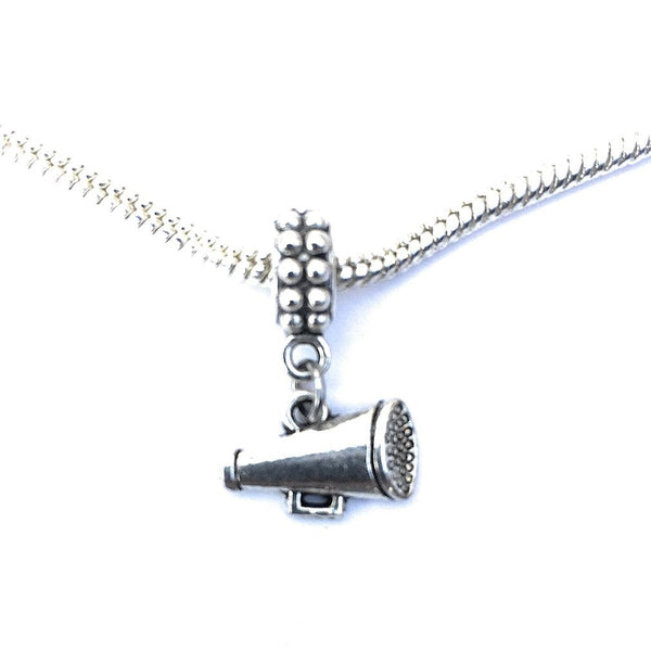 Silver Cheerleader  Megaphone Charm Bead for European and American Bracelet.