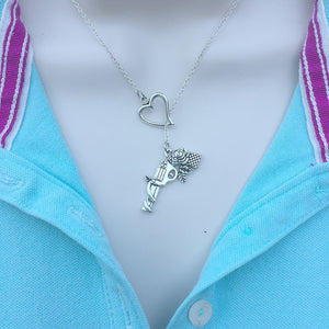 I Love Guns n Roses Silver Lariat Y Necklace.