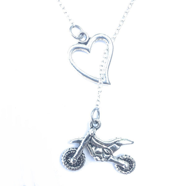 I Love Bike Silver Lariat Necklace.