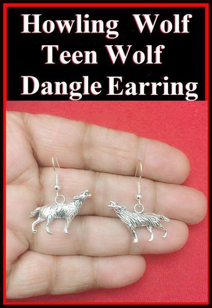 Howling Wolf Teen Wolf Silver Dangle Earrings.