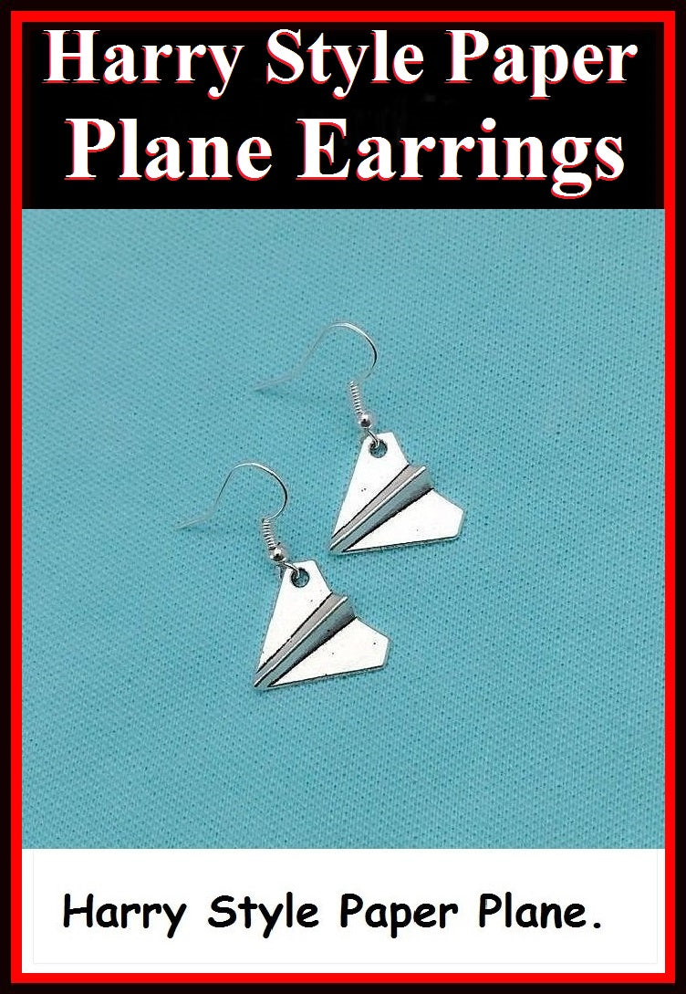 Beautiful Harry Style Paper Plane Silver Earrings.