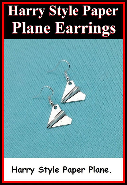 Beautiful Harry Style Paper Plane Silver Earrings.