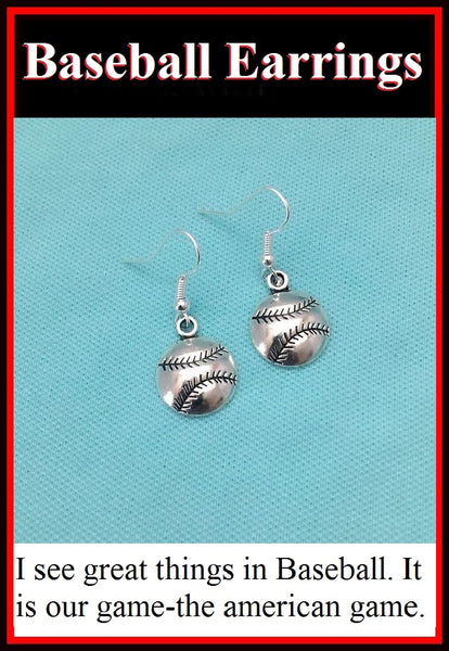 Softball/Baseball Ball Silver Earrings. Player Gift. Team Gift.