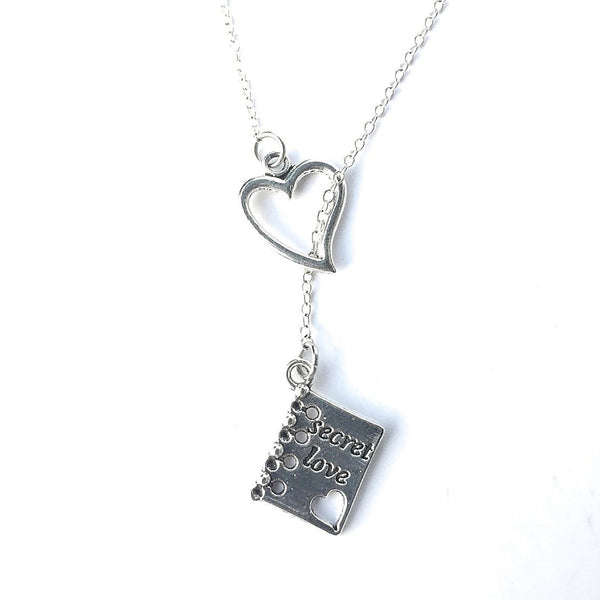 I Love Reading Books Silver Lariat Y Necklace.